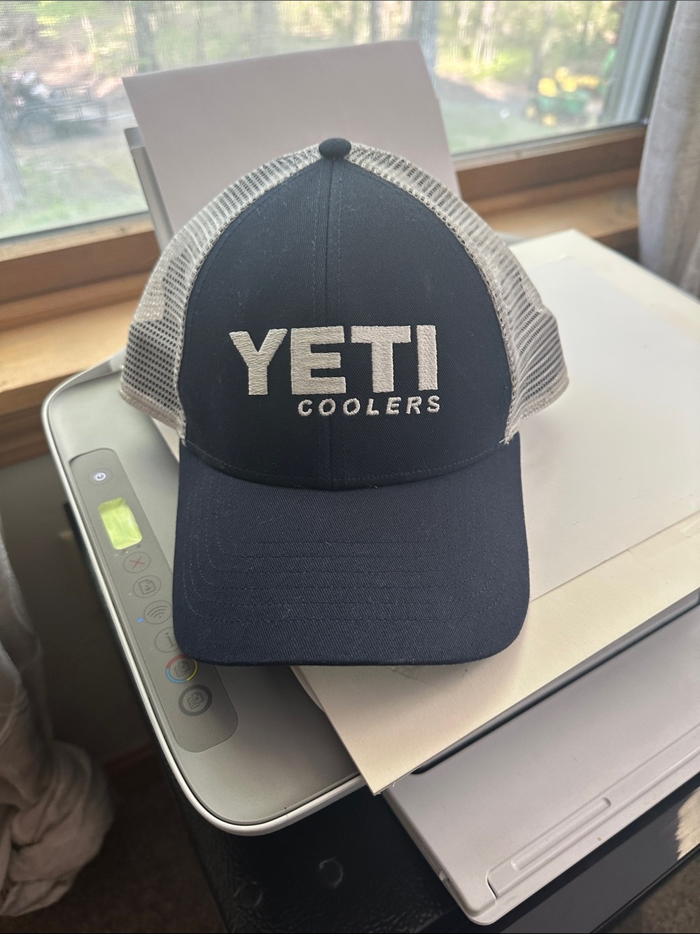 Yeti Two-Tone Navy and White Mesh Trucker Hat
